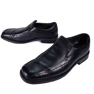 Florsheim Corbin Black Leather Dress Shoes Mens 11 WIDE Slip On Loafers 18304-01